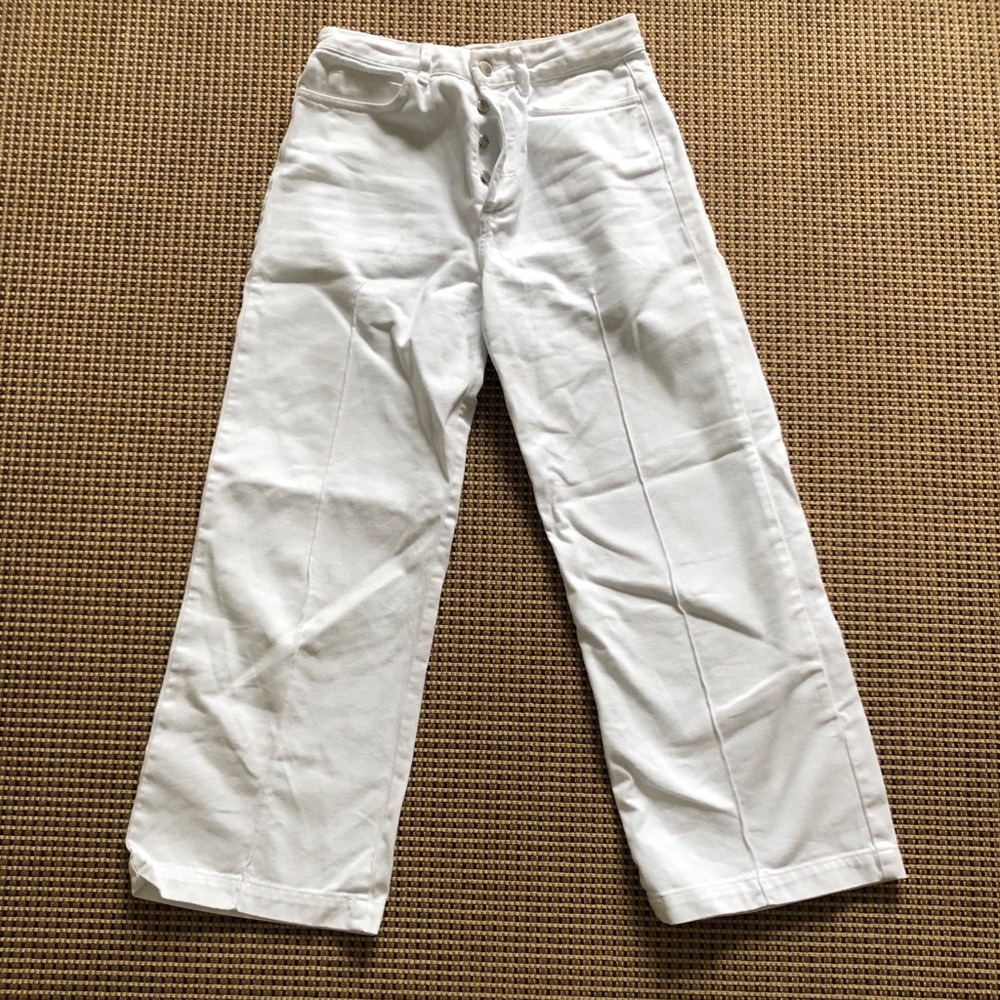 White wide legged jeans